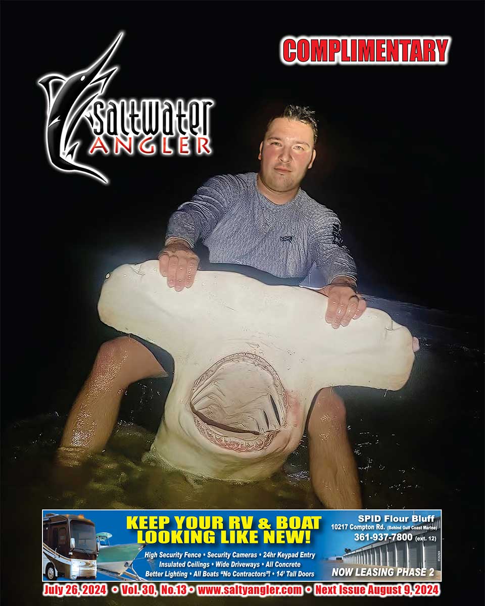 Joseph Salazar caught his first hammerhead shark, which happened to be a 10' great hammer head shark. Caught at mile marker 54 on PINS. Using the mid section of a big jack fish on a 25' shark fishing leader made by The Gambler Leader Shop attached to a Avet 50 wide reel. "I dropped the bait about 500-600 yards off the beach and hooked into the beast around 11pm.