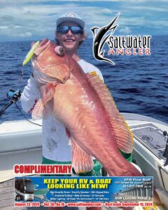 Kolton Taubert from Ingleside, TX. with a nice yellowedge grouper. They were slow pitch jigging in 500 ft of water out of Port Aransas.